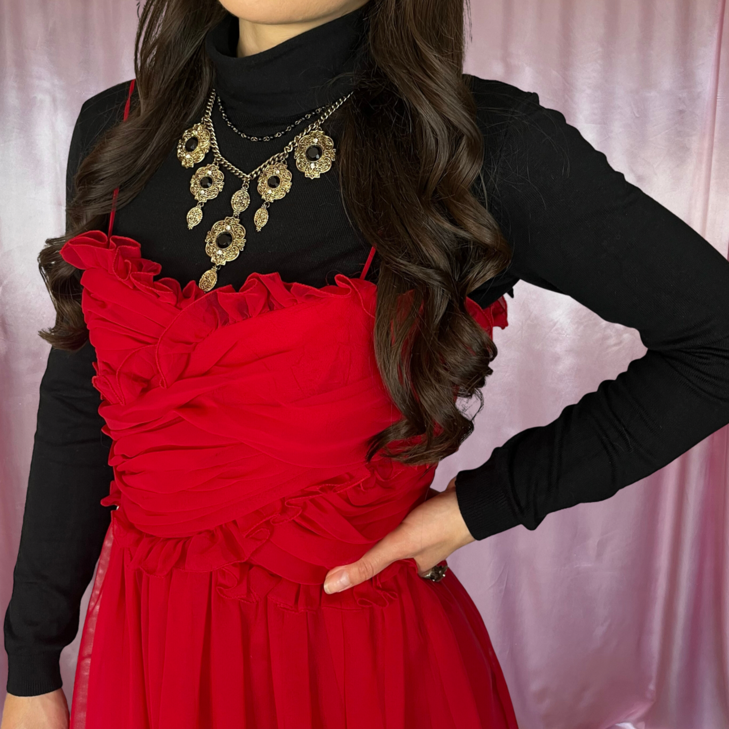 1980s Red evening dress, by Jean Varon, size 6