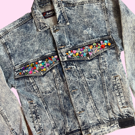 Reworked 1980s denim jacket, by Lotto, size 12/14