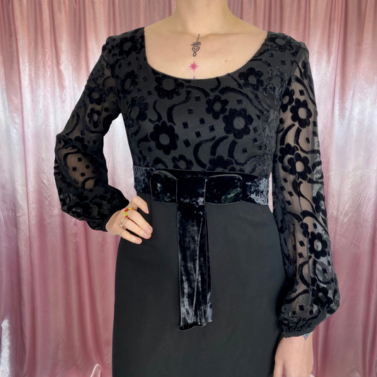 1960s Velvet devoré maxi dress, unbranded, size 8