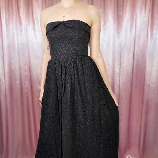 1980s Flocked sparkly prom dress, by Top notch, size 6