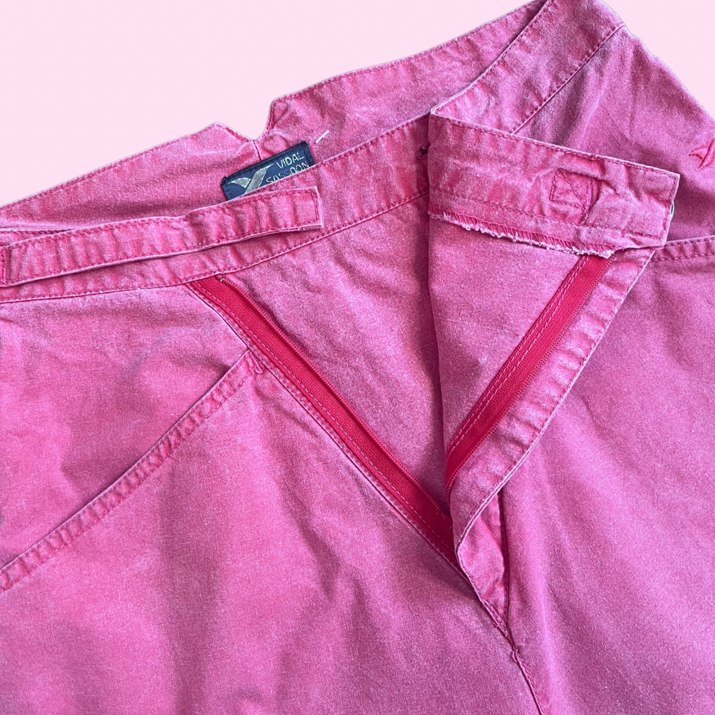 1980s red Jeans, by Vidal Sassoon, size 8