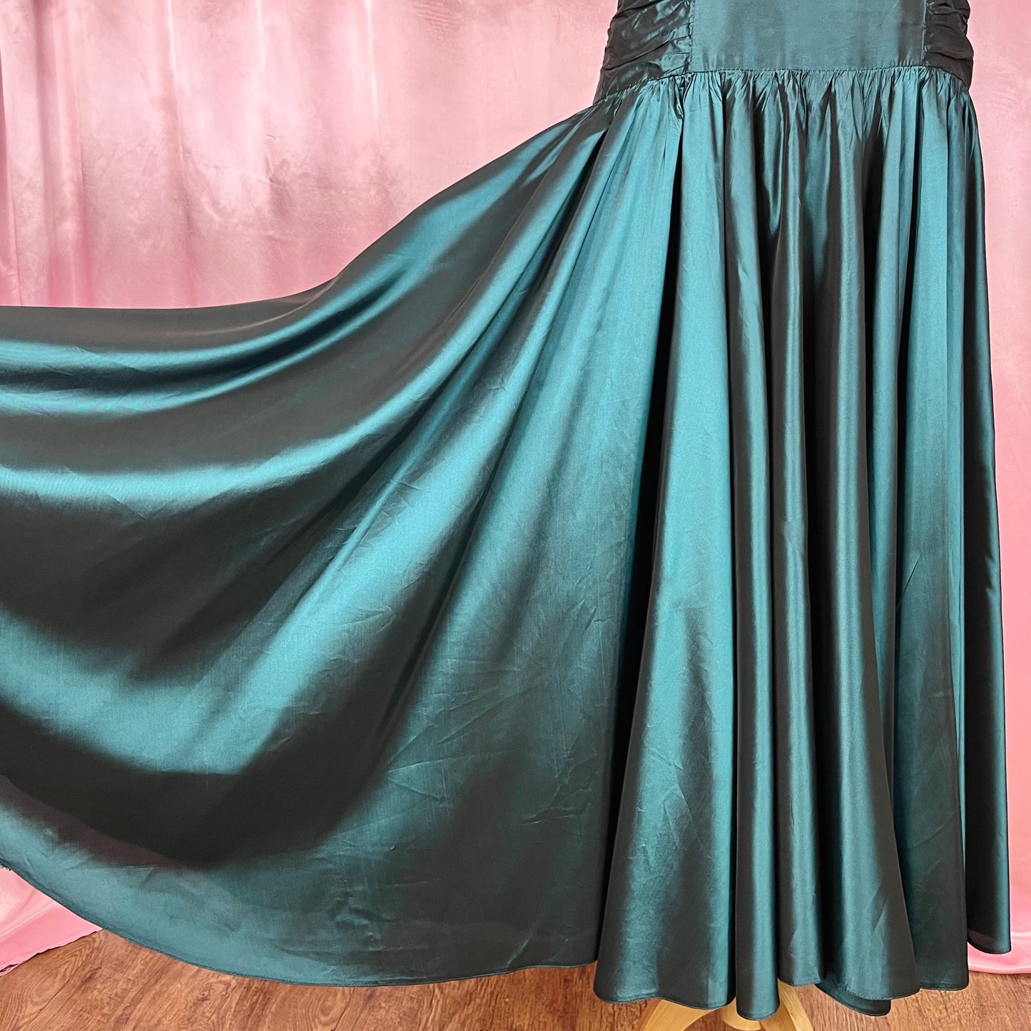 1980s Teal fit & flare dress, by Wallis, size 8