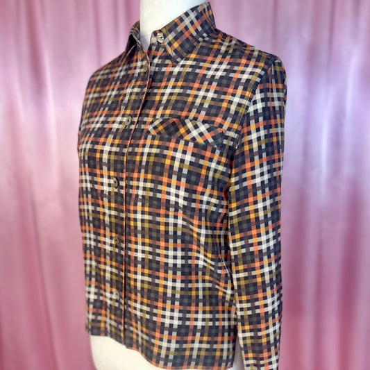 1990s Silky plaid blouse, by Hamells, size 12