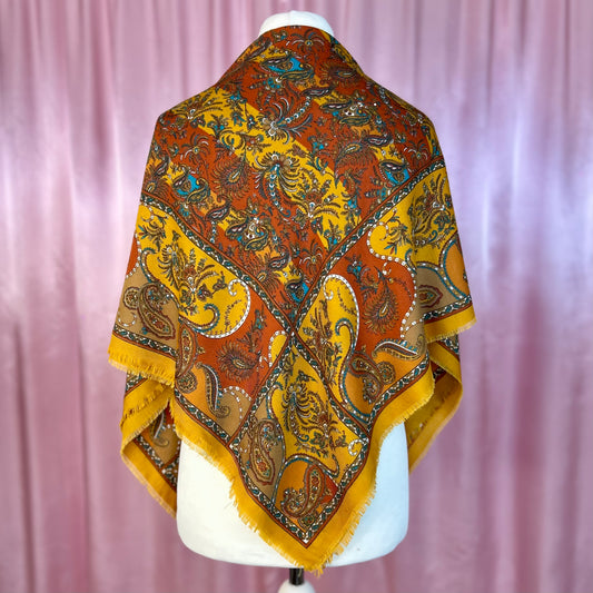 1980s Brown Paisley print scarf, Large