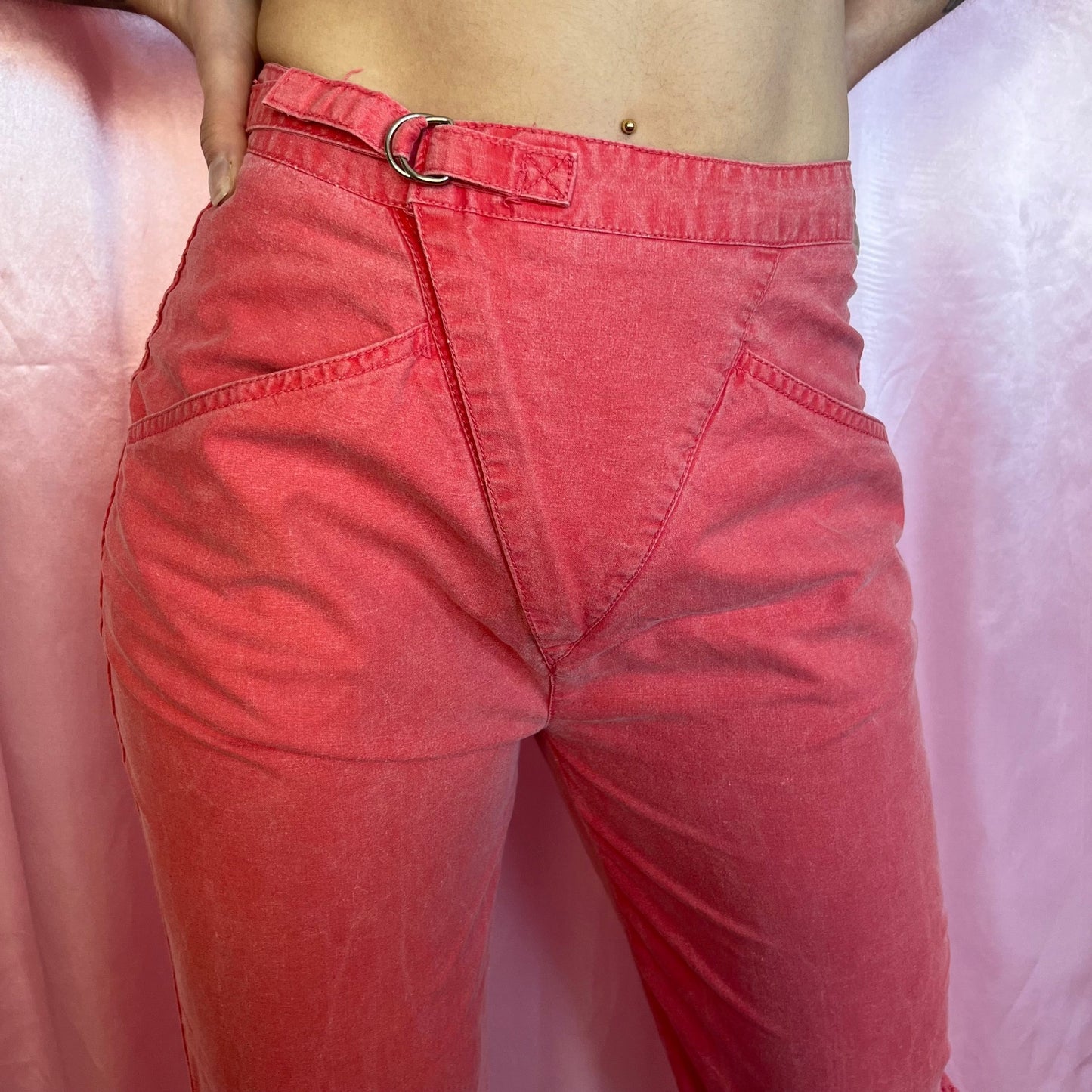 1980s red Jeans, by Vidal Sassoon, size 8