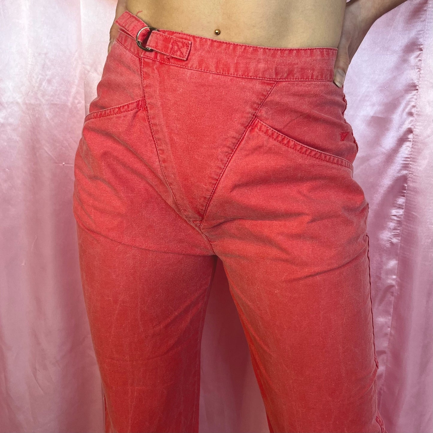 1980s red Jeans, by Vidal Sassoon, size 8