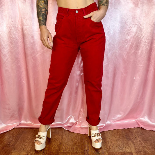 1980s Red mom jeans, by Guess, size 10