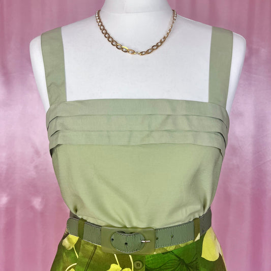 1980s Khaki vest top, unbranded, size 10