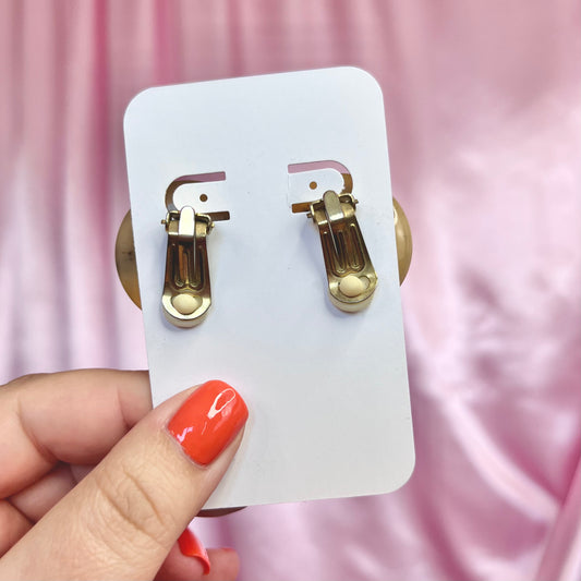 1980s round black & cream clip on earrings