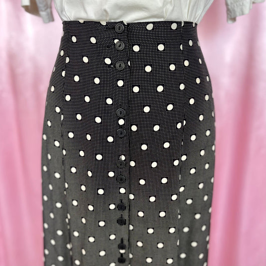 1990s Black polka dot skirt, by Austin Reed, size 12