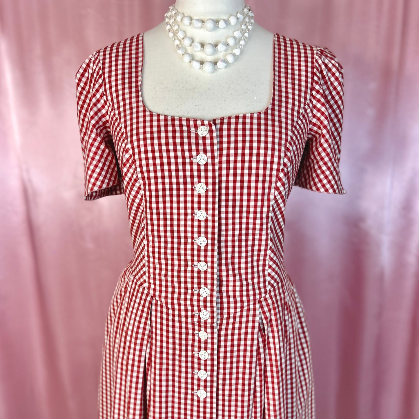 1980s Red gingham dress, by Country Line, size 14