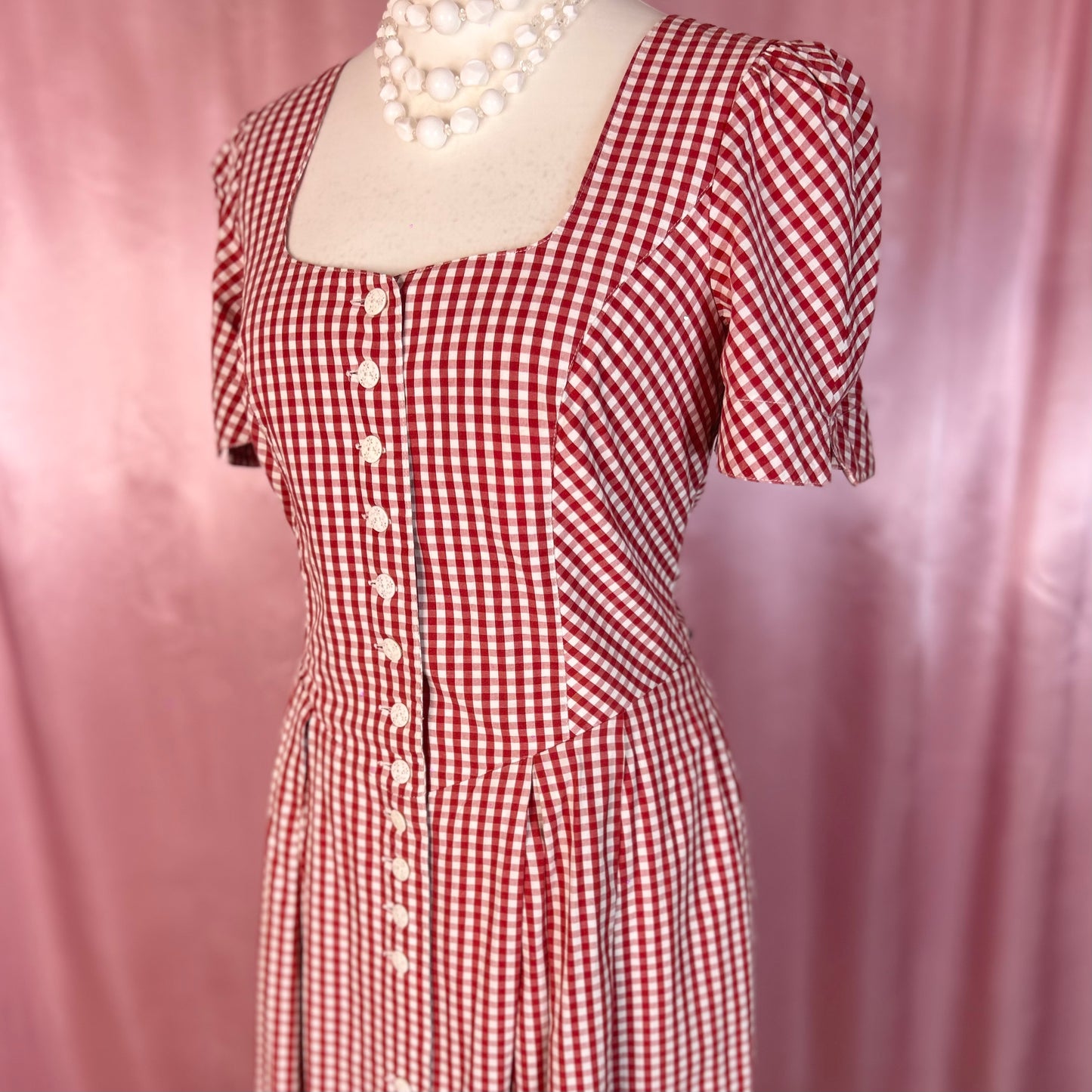 1980s Red gingham dress, by Country Line, size 14