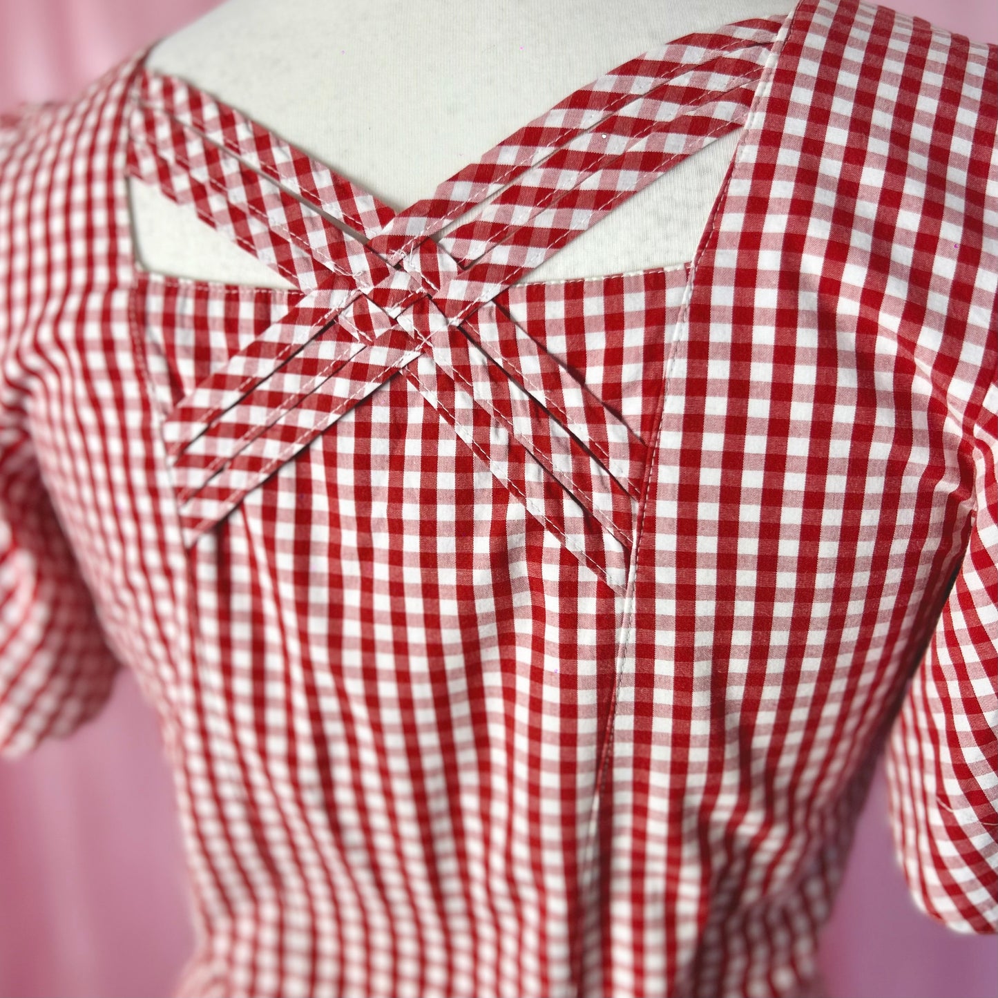 1980s Red gingham dress, by Country Line, size 14