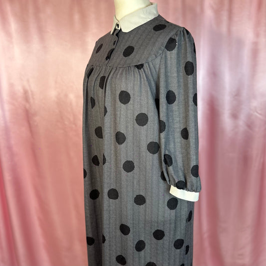 1980s Polka dot midi dress, unbranded, Size 22