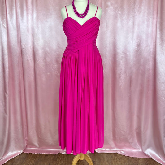 1980s Hot pink draped dress, by Gottex, size 8