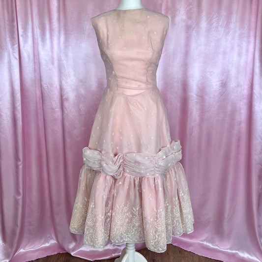 1950s pale Pink prom dress, handmade, size 8/10