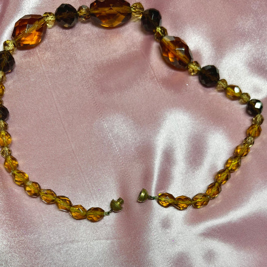 1950s Amber glass choker