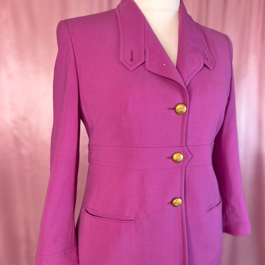 1990s Pink wool jacket, by Louis Feraud, size 14/16