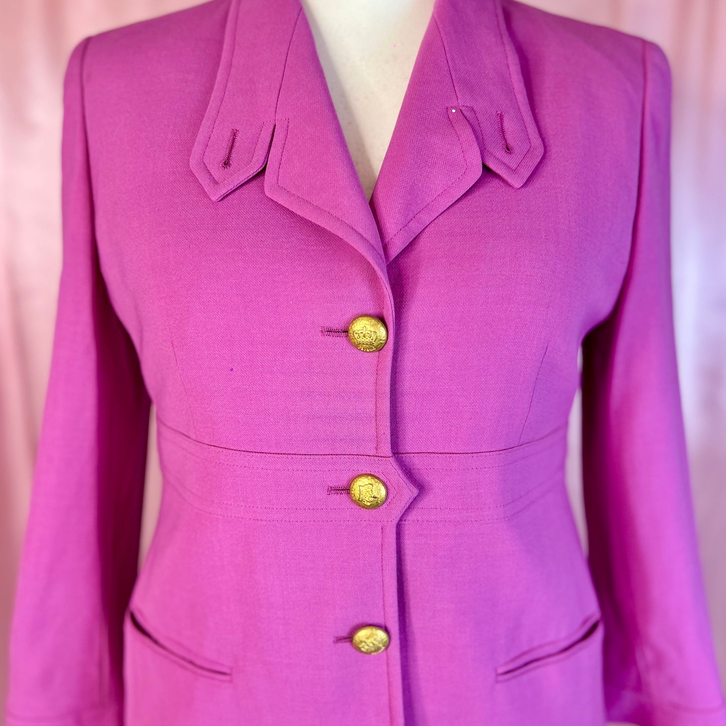 1990s Pink wool jacket, by Louis Feraud, size 14/16