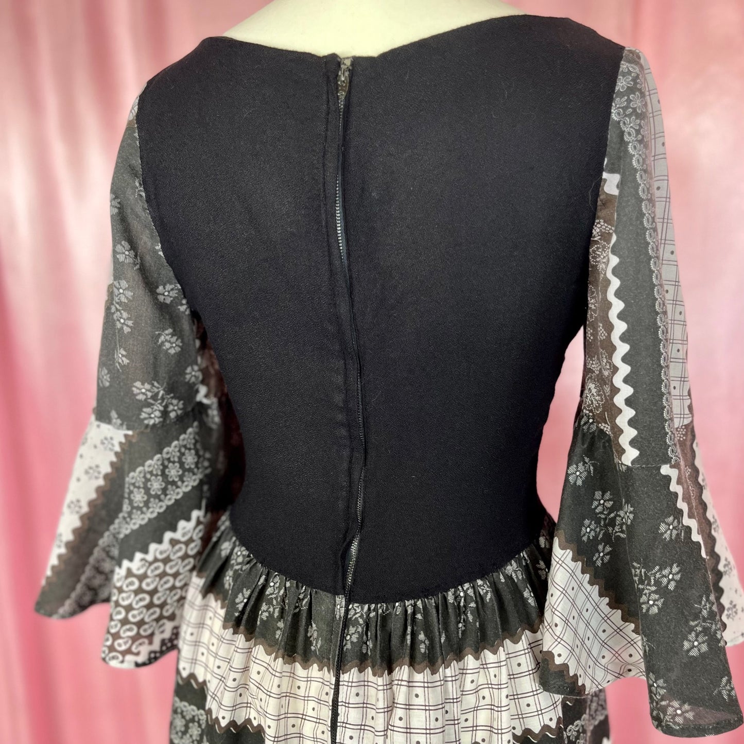 1970s Black prairie dress, by Richard Shops, size 6