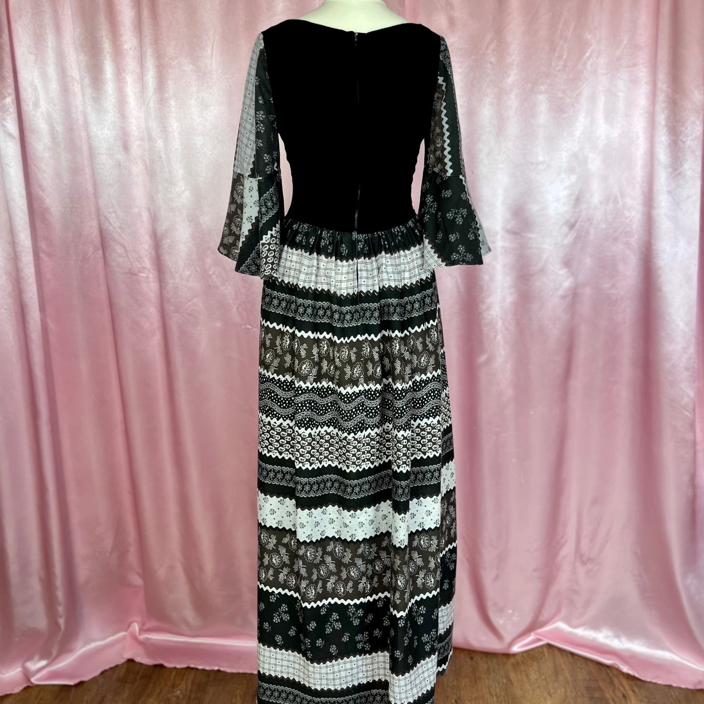 1970s Black prairie dress, by Richard Shops, size 6