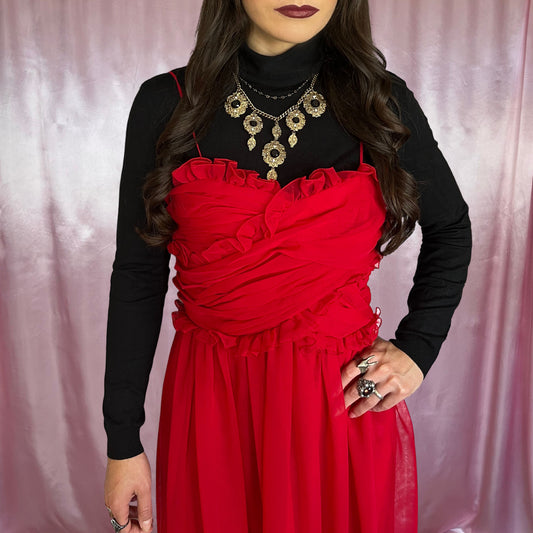 1980s Red evening dress, by Jean Varon, size 6