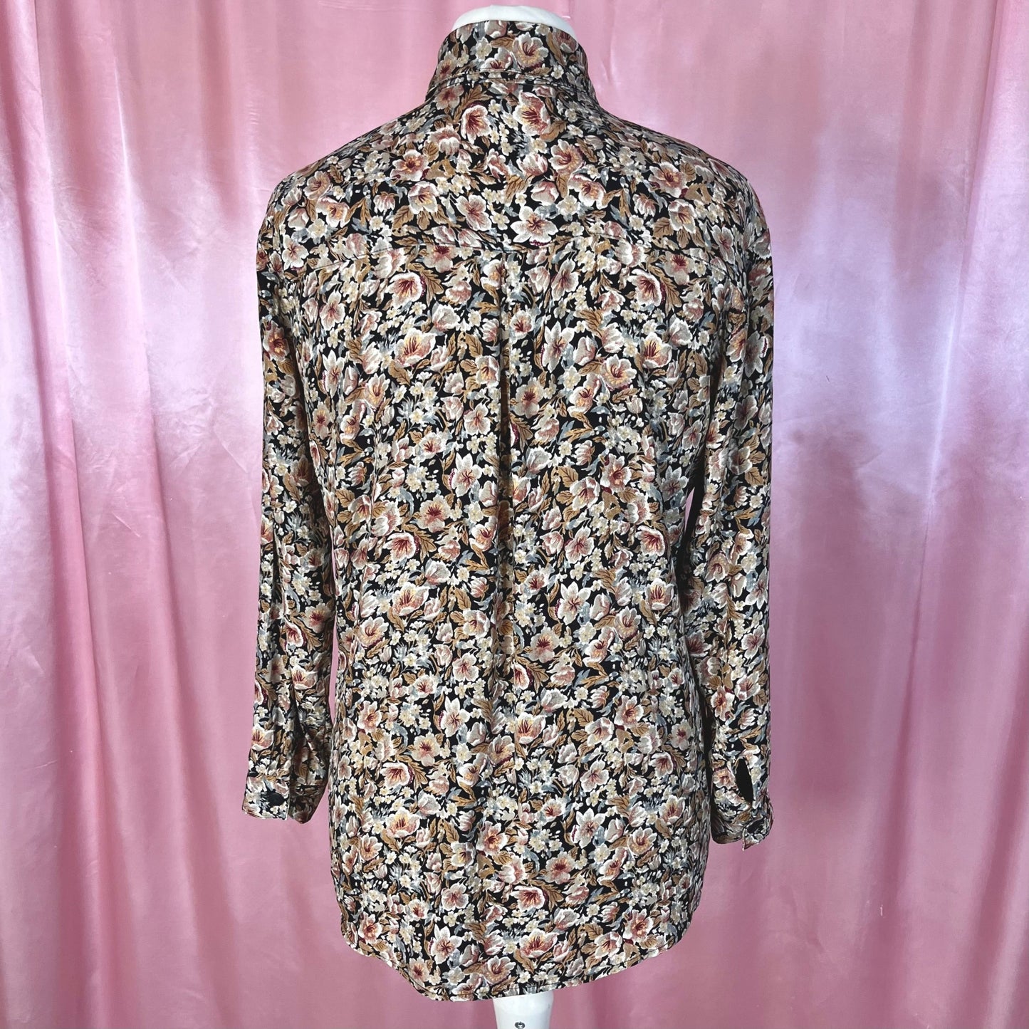1980s Black & Brown floral blouse, by Mia, size 14