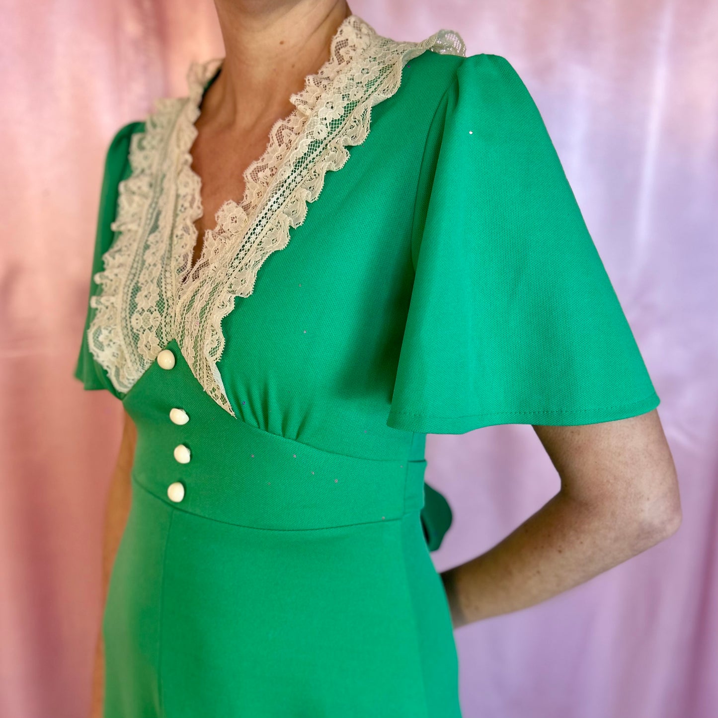 1970s Green maxi dress, by Debenhams, size 8