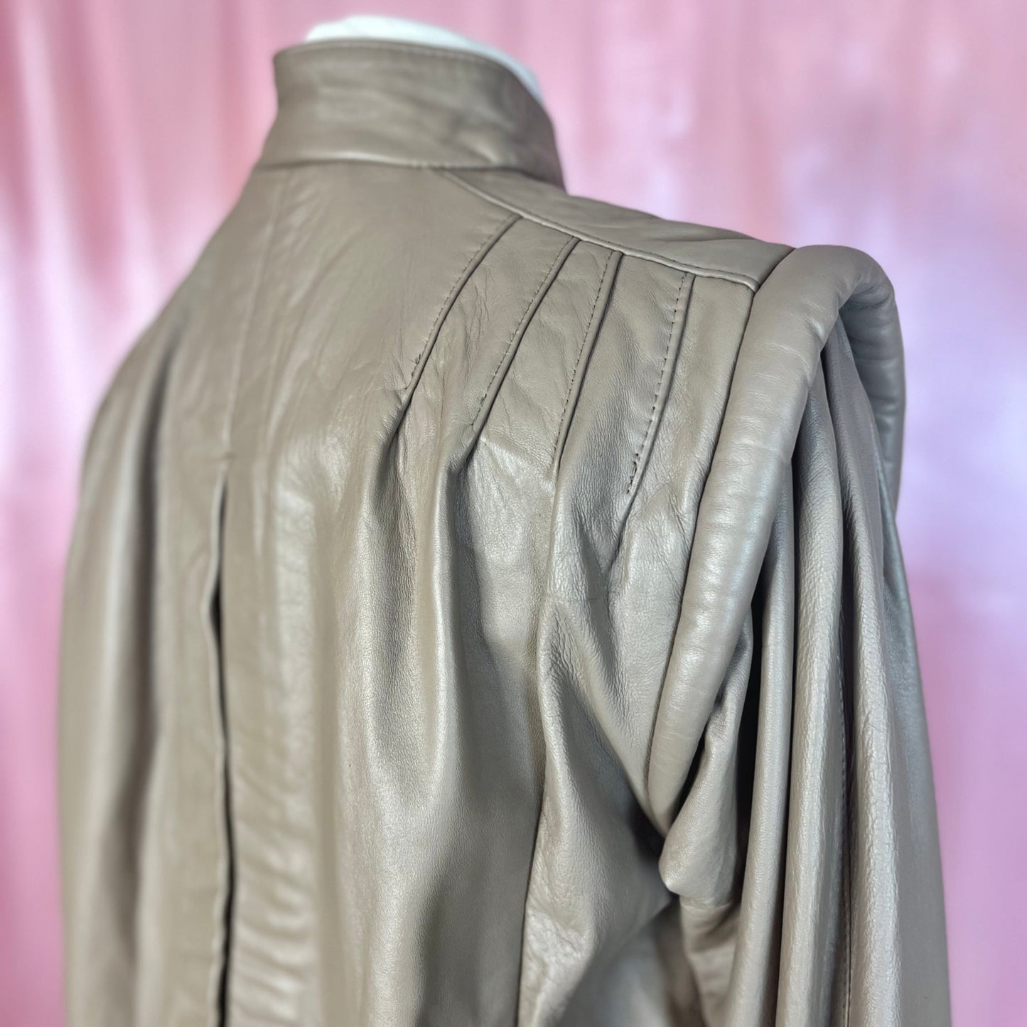 1980s Taupe leather jacket, unbranded, size 12