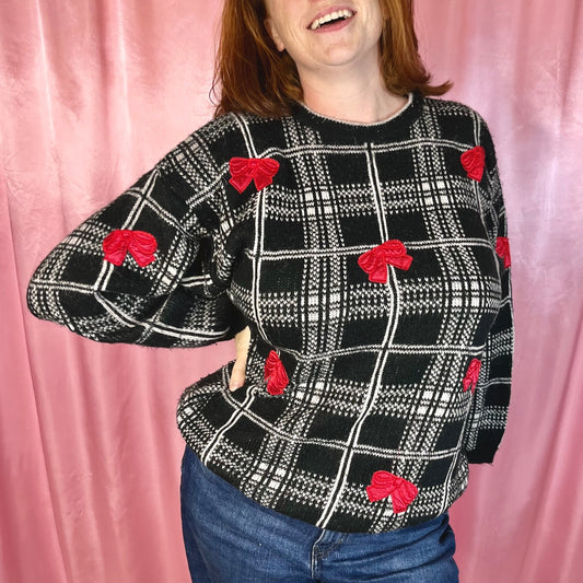 1980s Black appliqué jumper, by Cote á Cote, size 14