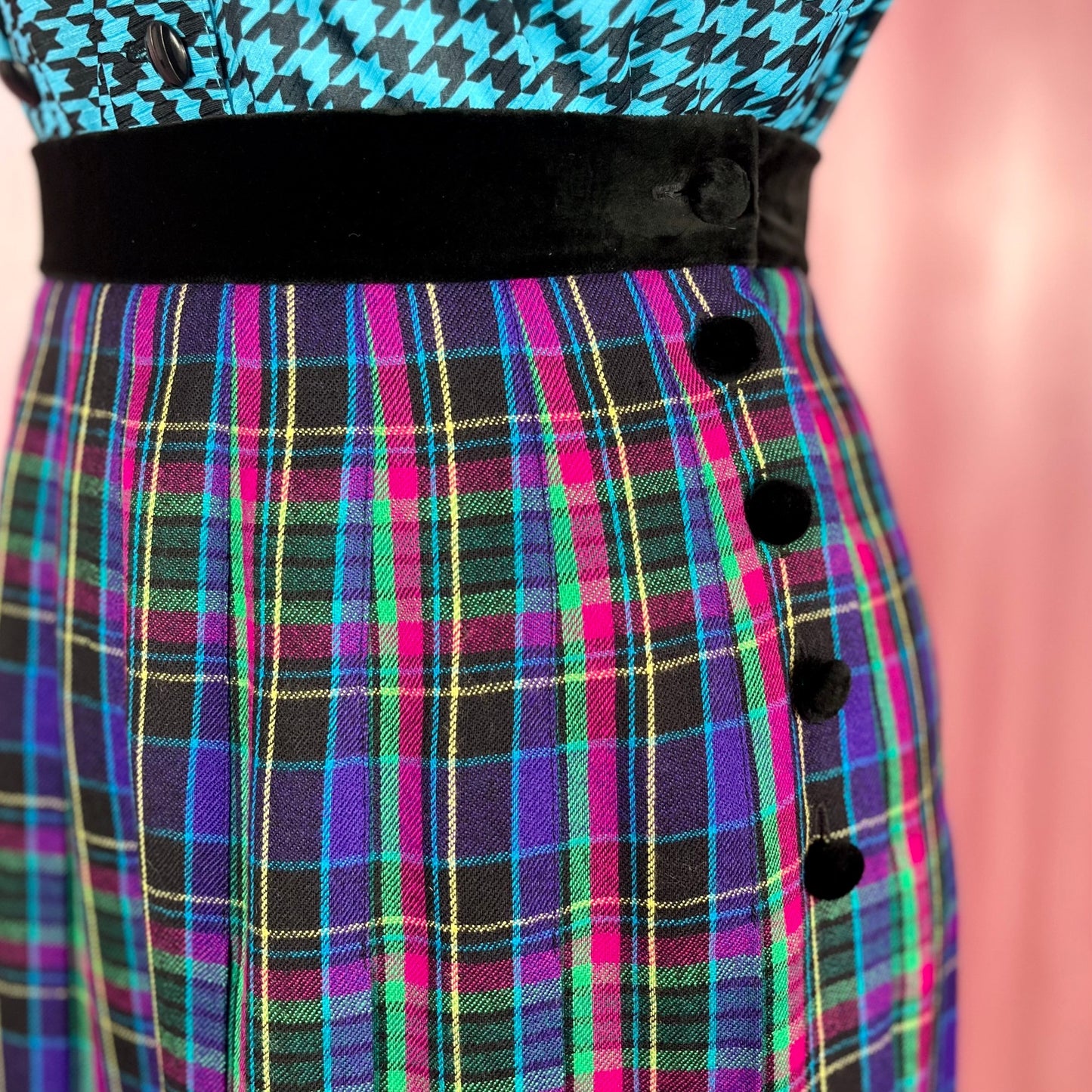 1980s Tartan pleated midi skirt, by Viyella, size 12