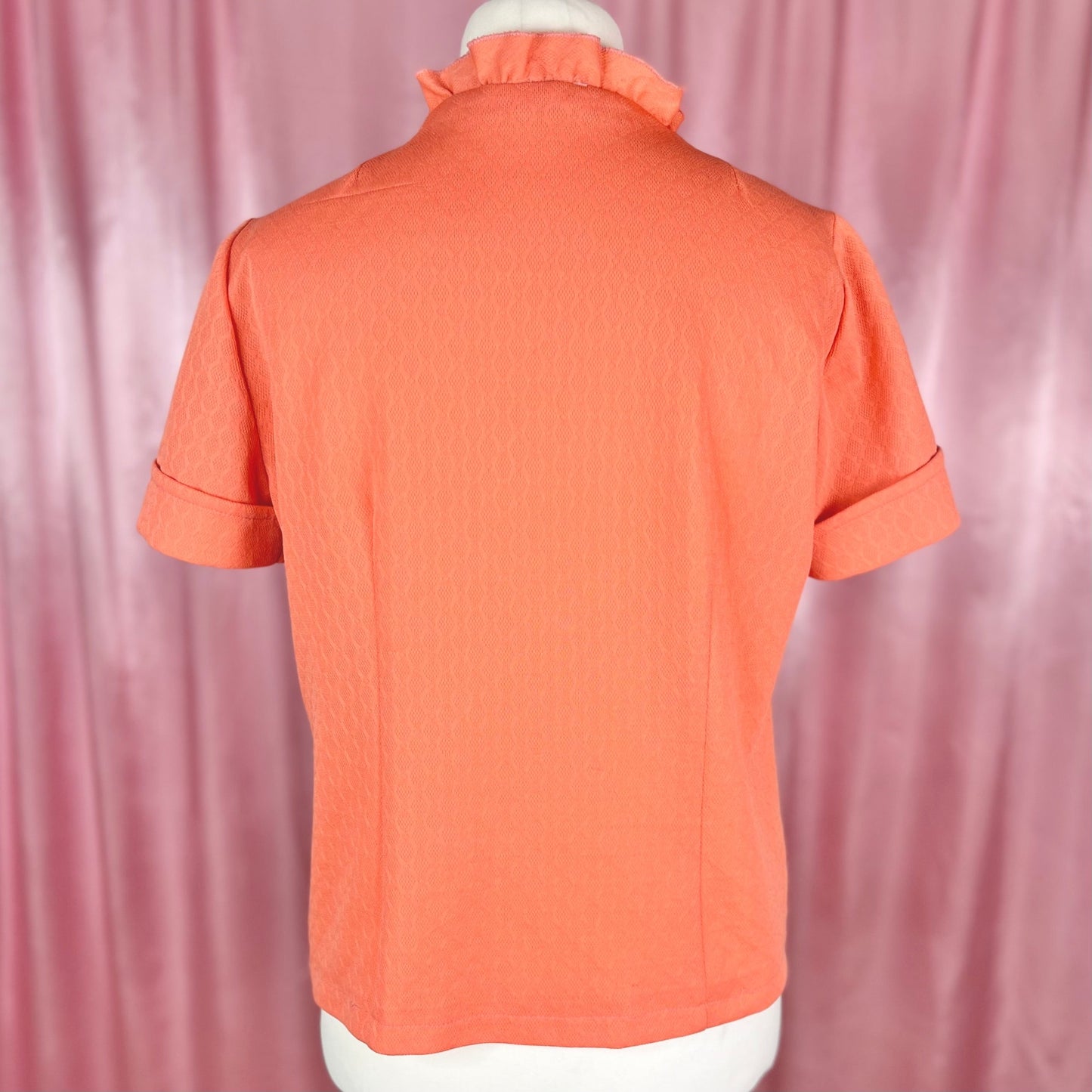 1970s Orange crimplene top, unbranded, size 16
