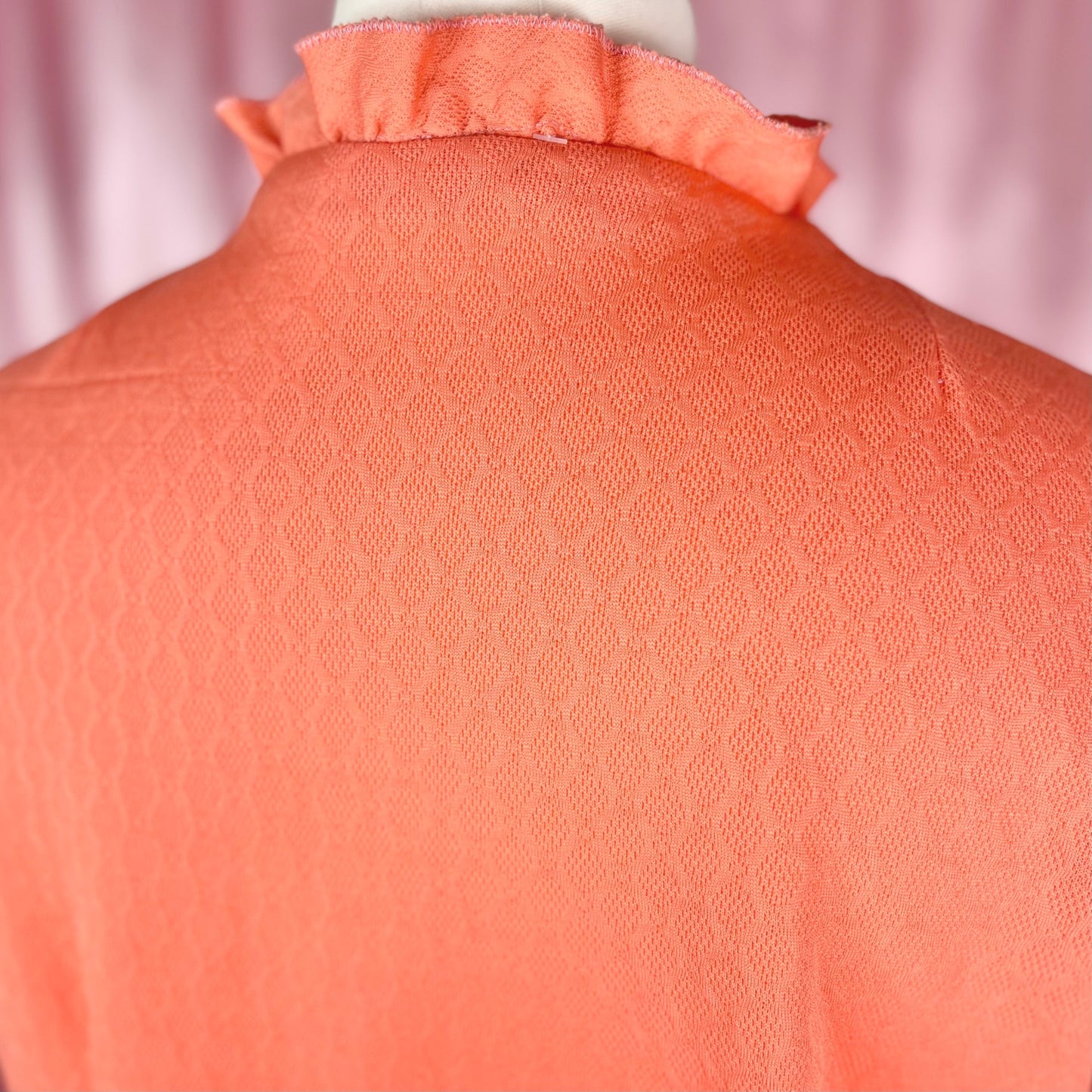 1970s Orange crimplene top, unbranded, size 16