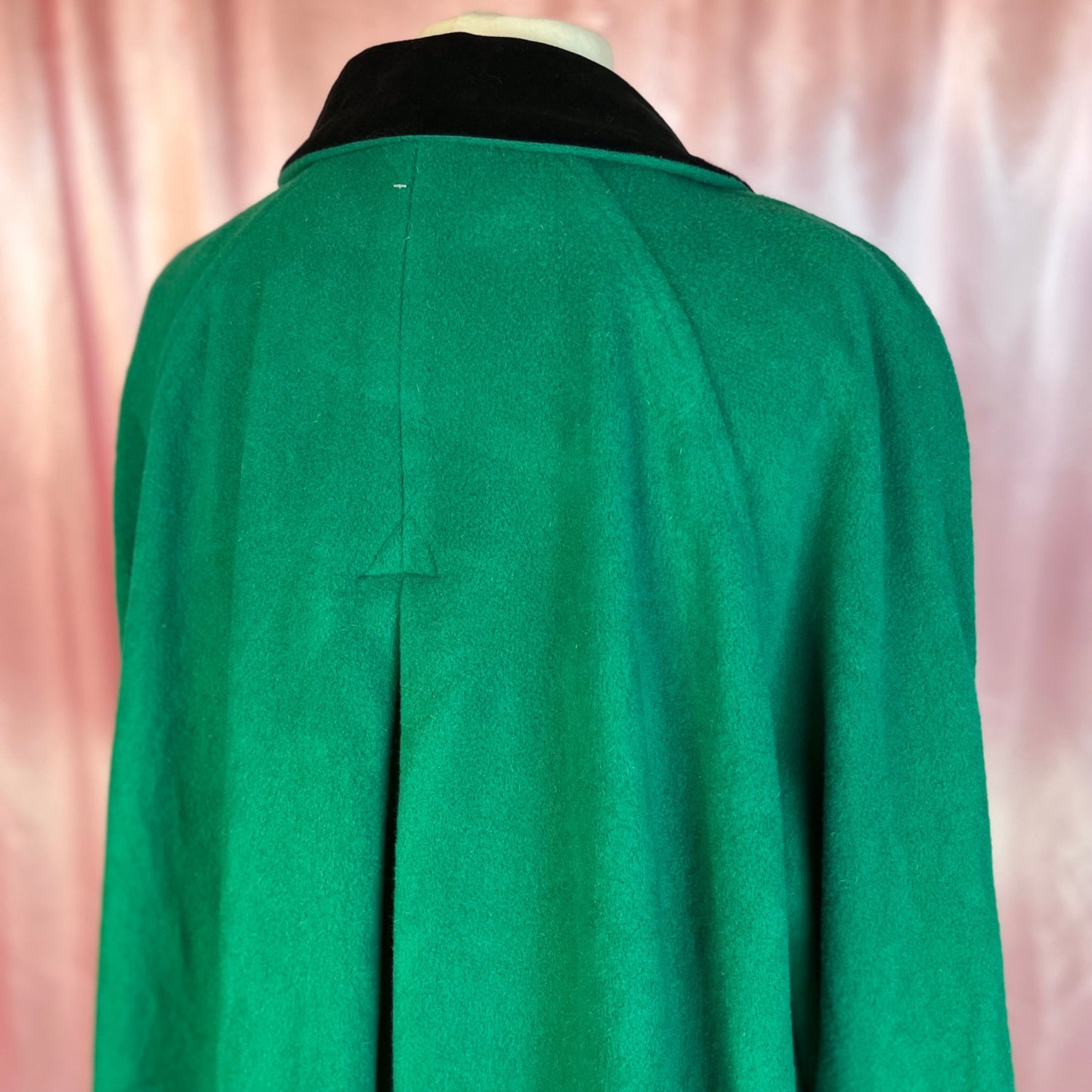1980s Green wool swing coat, by Essence, size 24