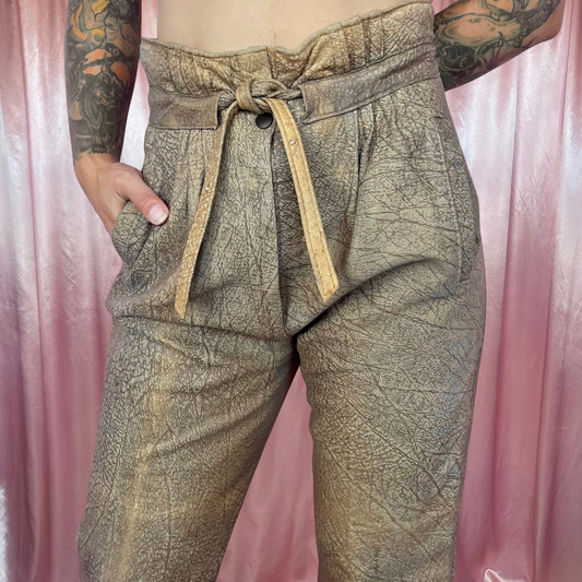 1980s Brown leather trousers, unbranded, size 8