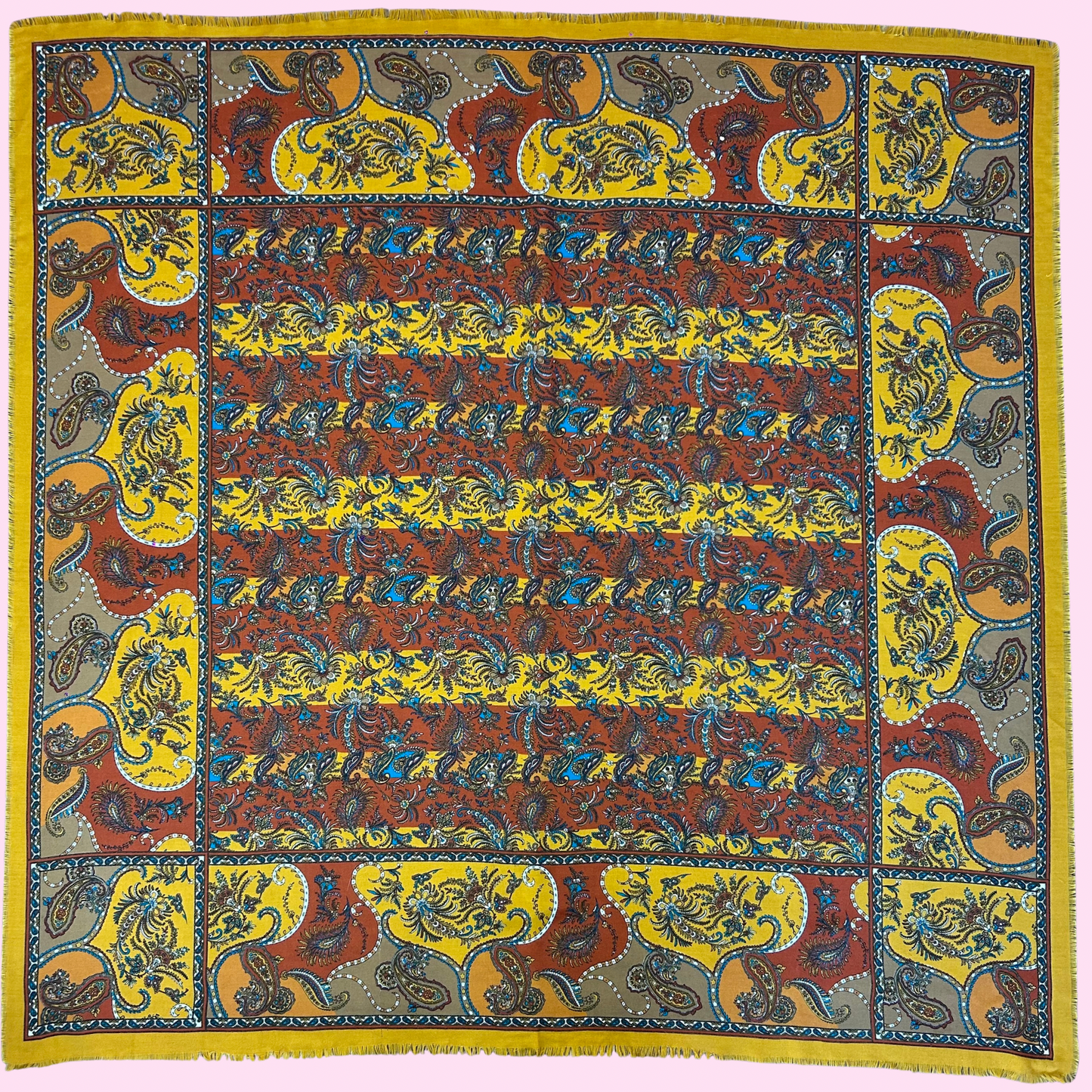 1980s Brown Paisley print scarf, Large