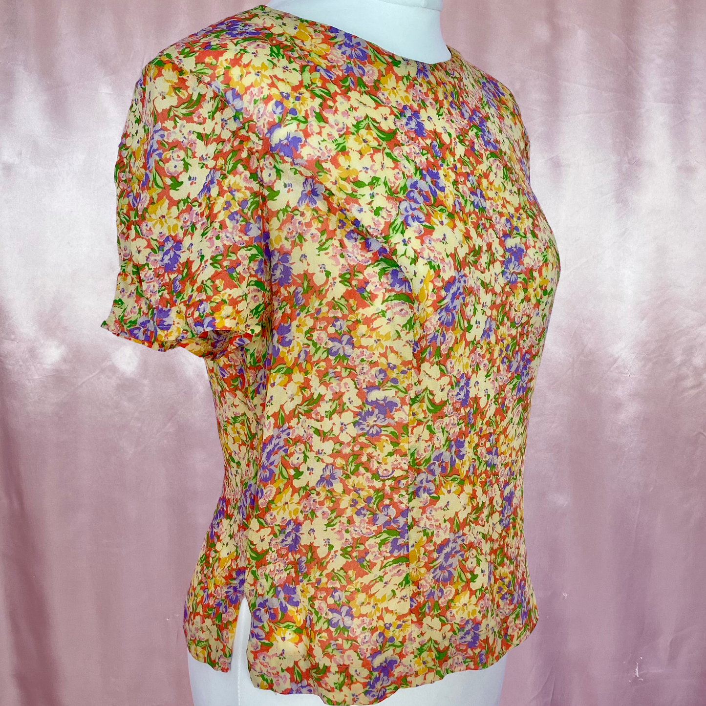 1980s sheer floral top, unbranded, size 10
