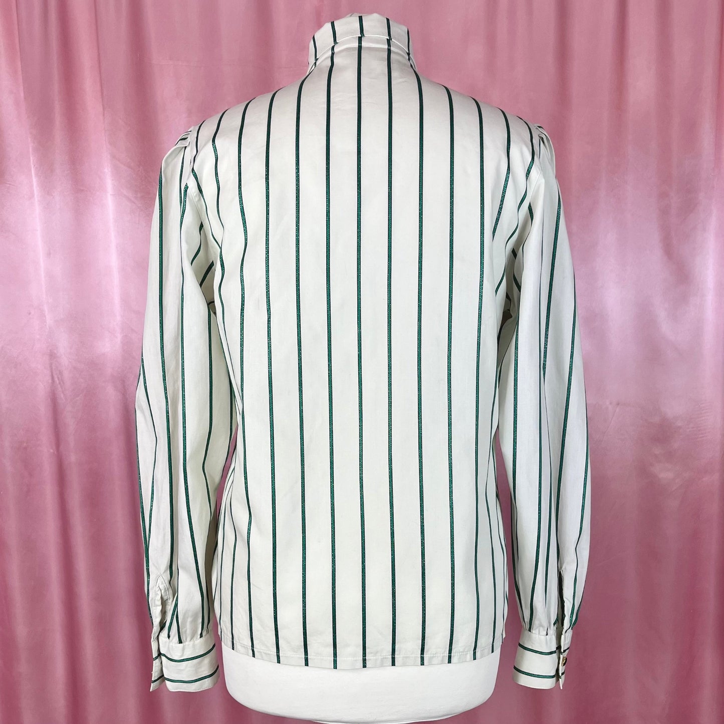 1980s White striped blouse, by Tru Blouse, size 12