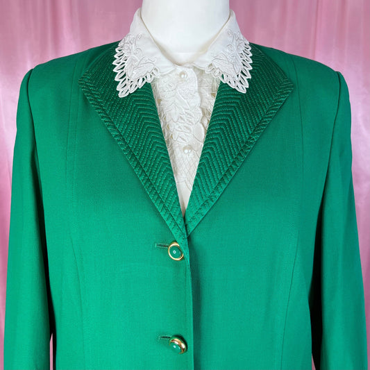 1980s Green wool blazer, by Antonette, size 16