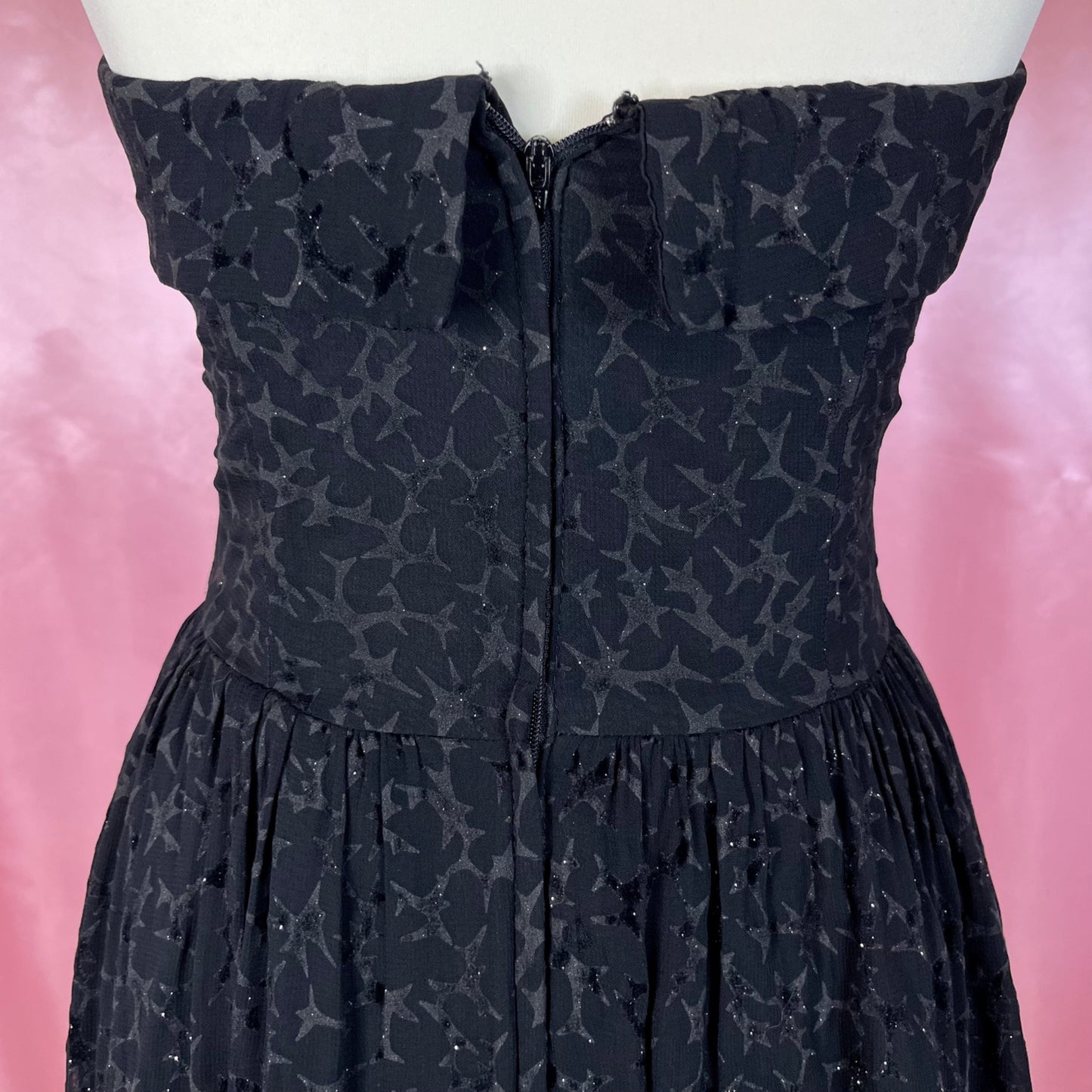 1980s Flocked sparkly prom dress, by Top notch, size 6