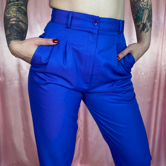 1980s Royal Blue trousers, by JC Penny, size 8