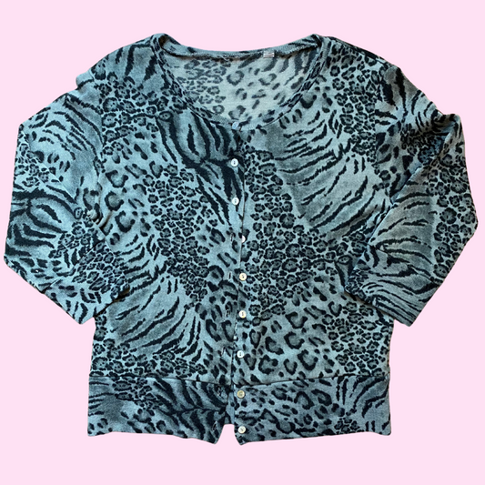 Y2K animal print cardigan, by Select, size 10