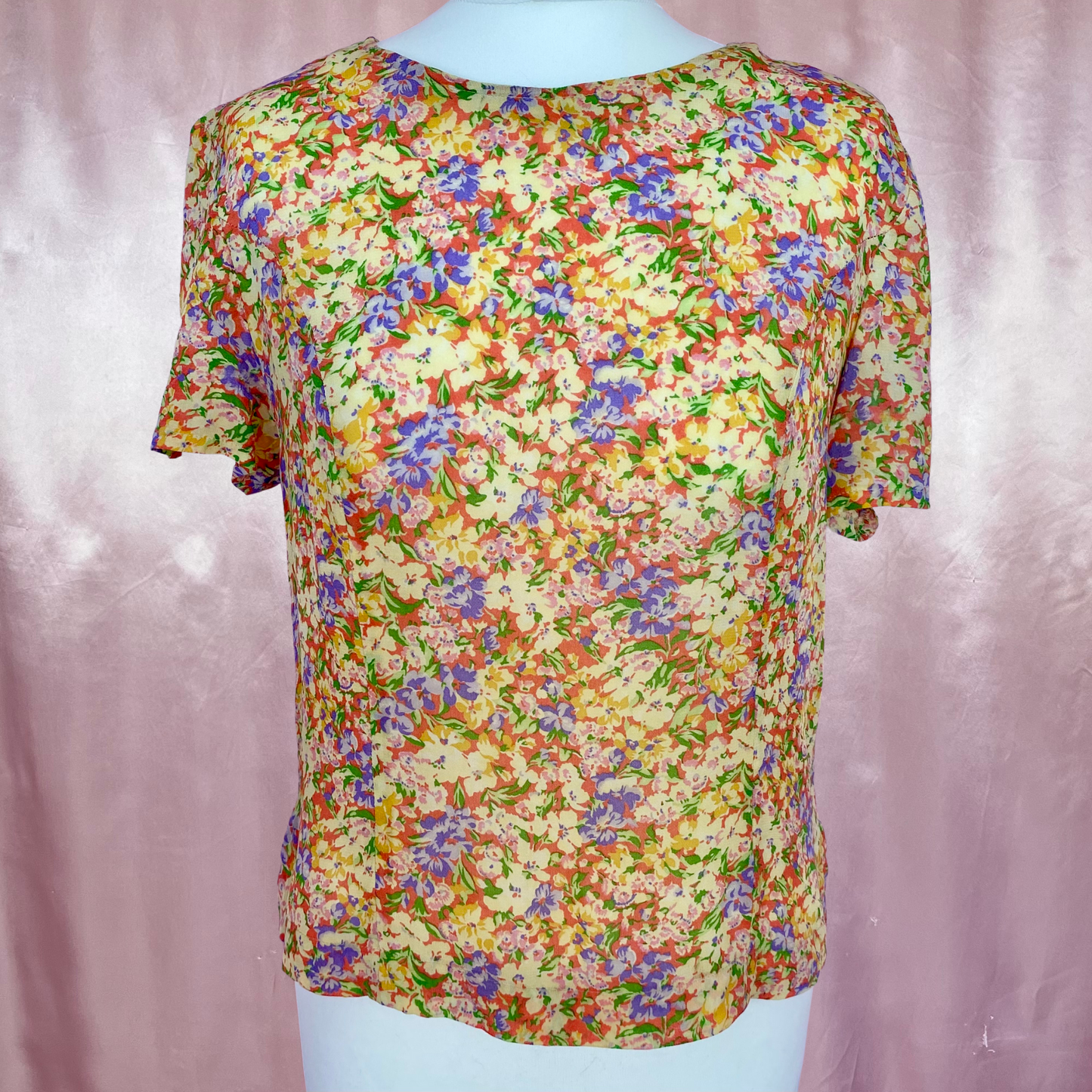 1980s sheer floral top, unbranded, size 10