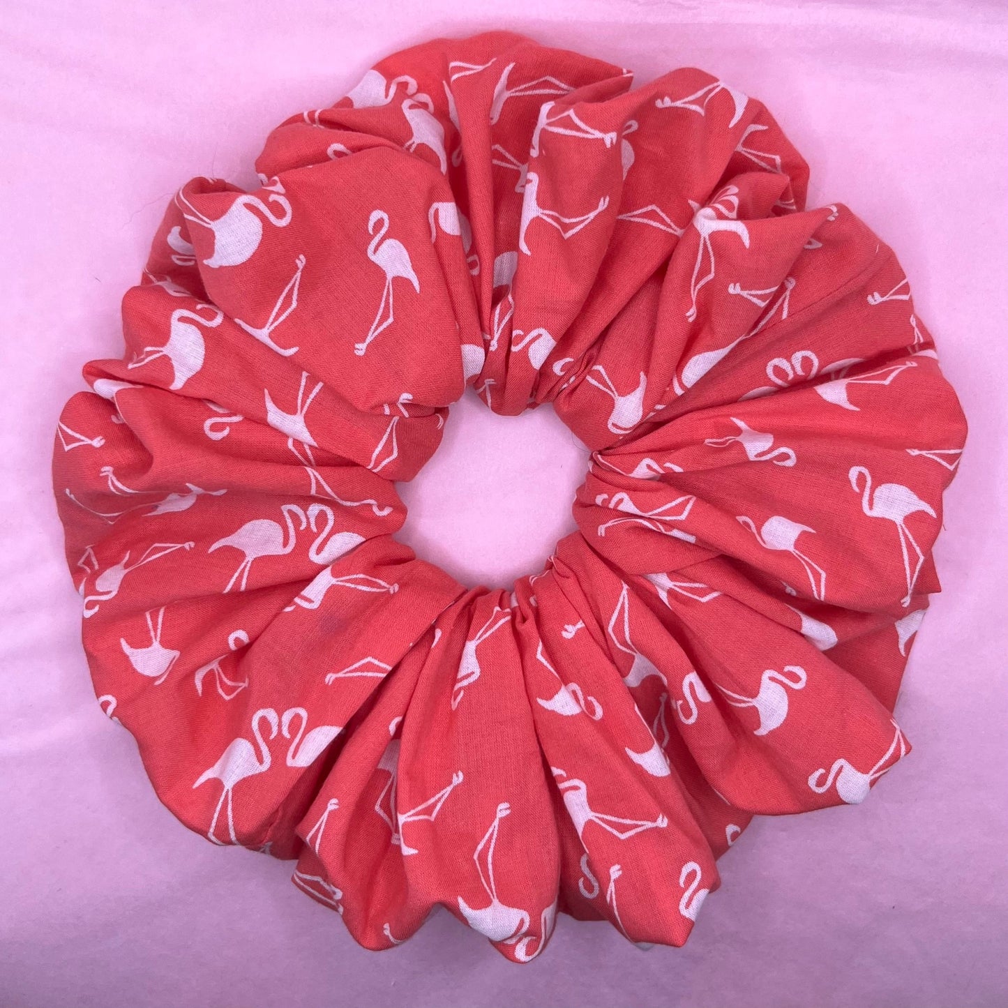 Oversize reworked Flamingo print scrunchie