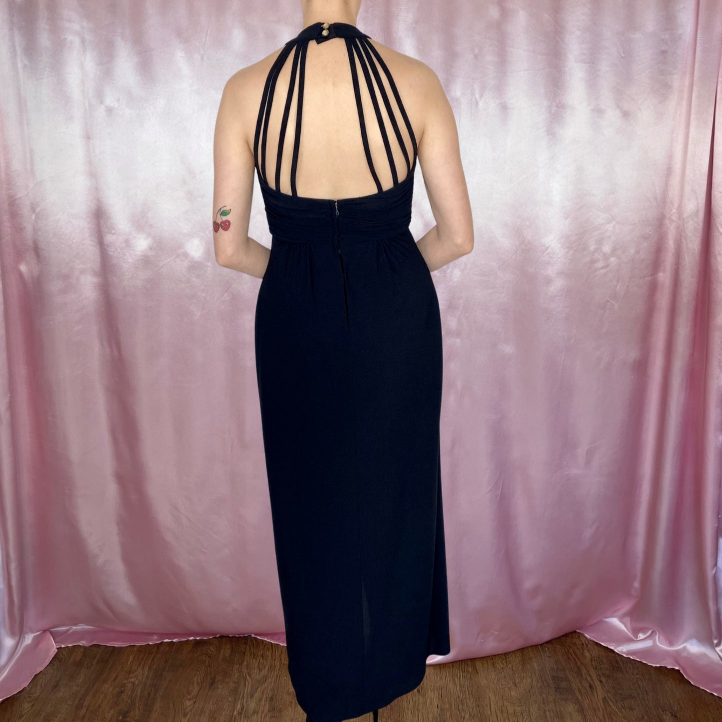 1980s backless evening dress, by John Charles, size 10