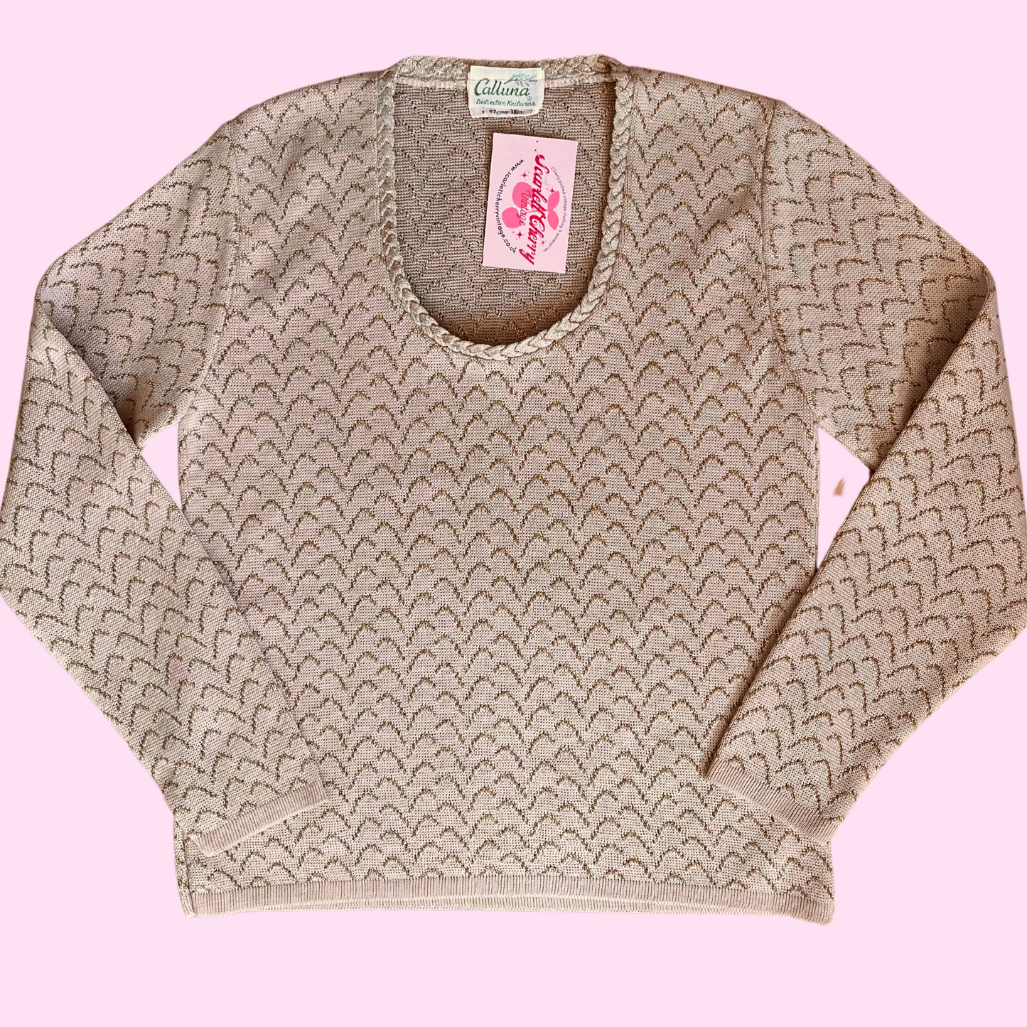1970s Beige & gold jumper, by Calluna, size 10