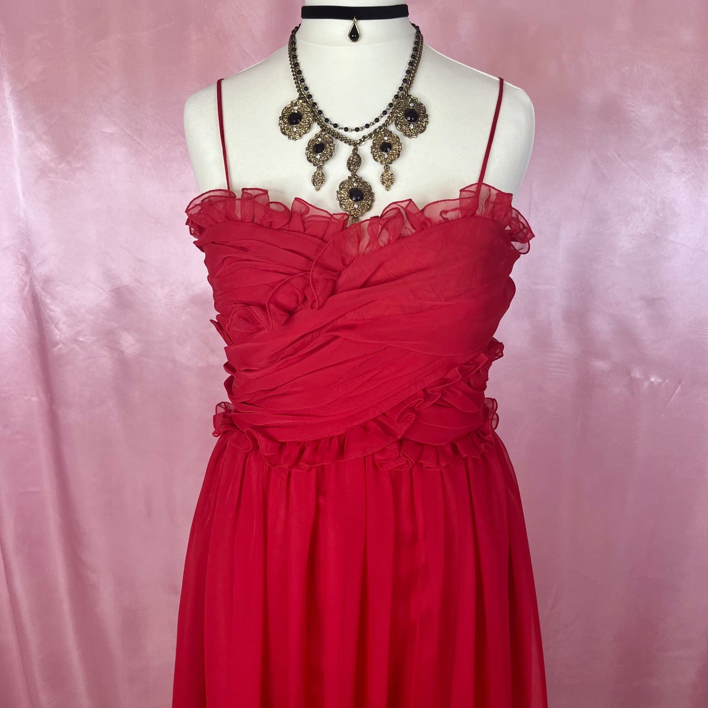1980s Red evening dress, by Jean Varon, size 6