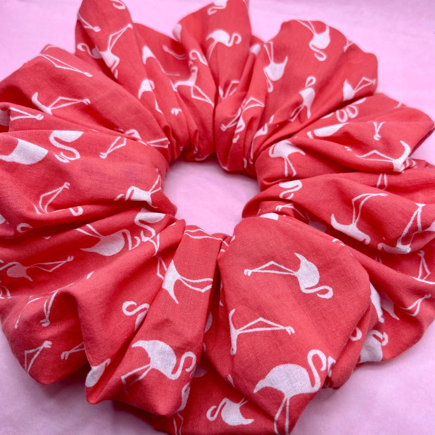 Oversize reworked Flamingo print scrunchie