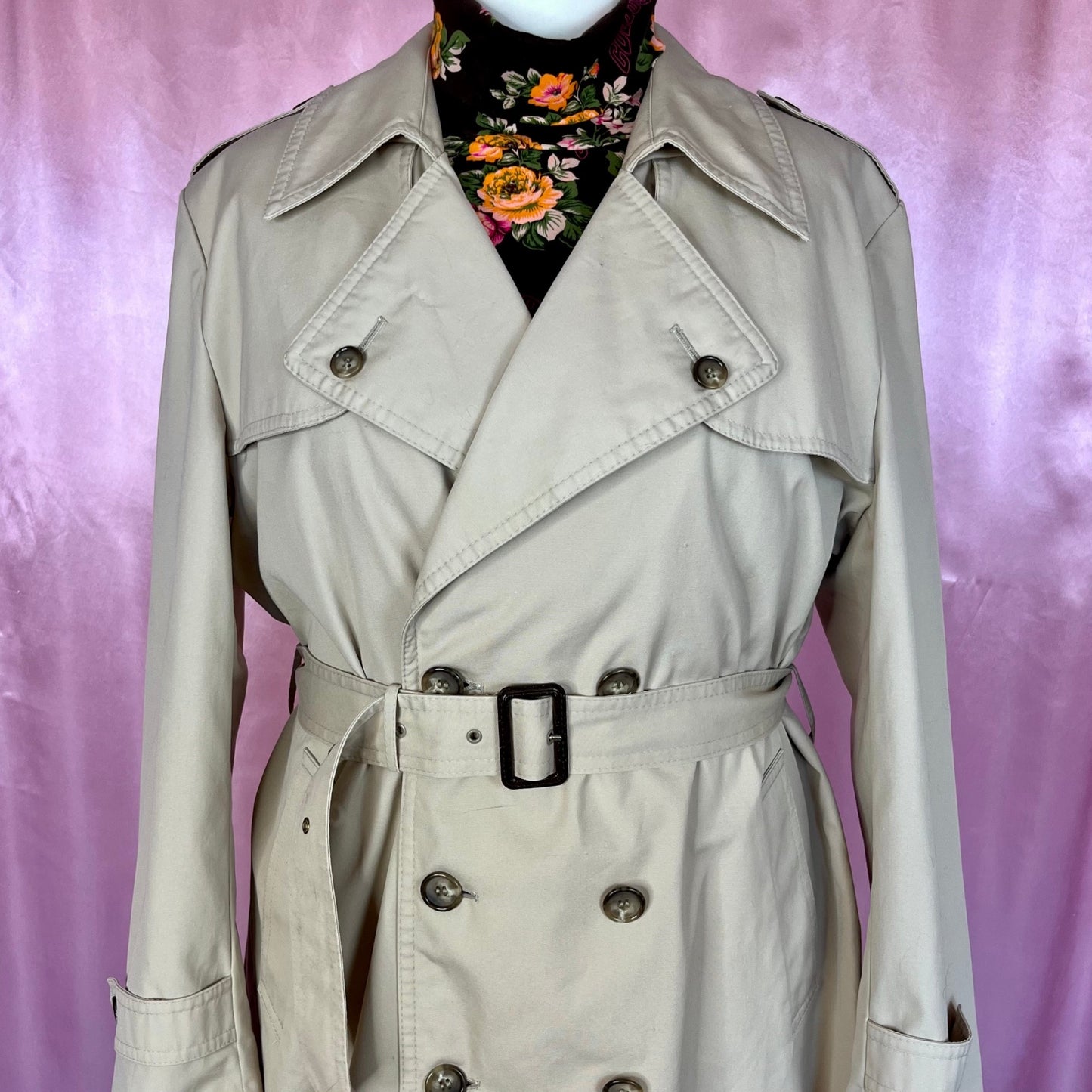 1980s Beige trench coat, by St Michael, size 20