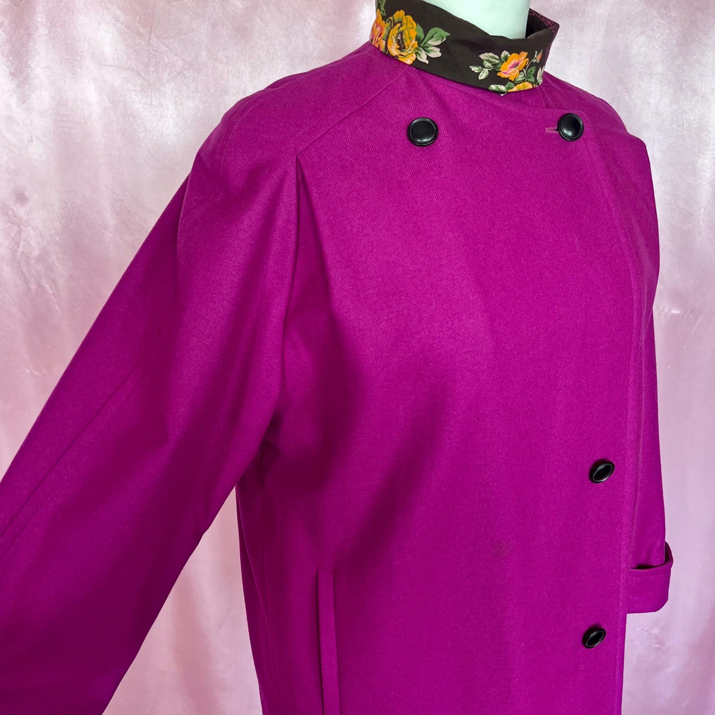 1980s Magenta wool coat, by Windsmoor, size 16